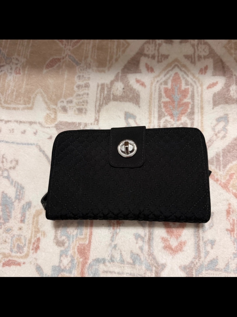 Vera Bradley Black Quilted Turn-Lock Wallet
